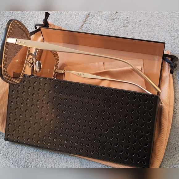 NWOT Alaia Oversized Copper Gold Square Rim Sunglasses - Picture 11 of 16